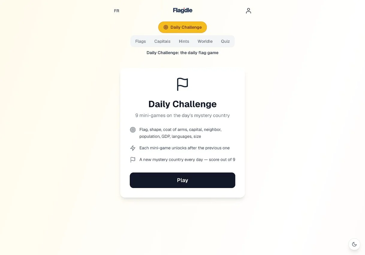 Flagdle — public daily challenge and linked country-game introduction