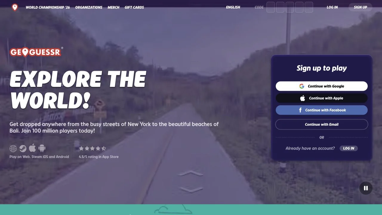 GeoGuessr — public homepage and account entry