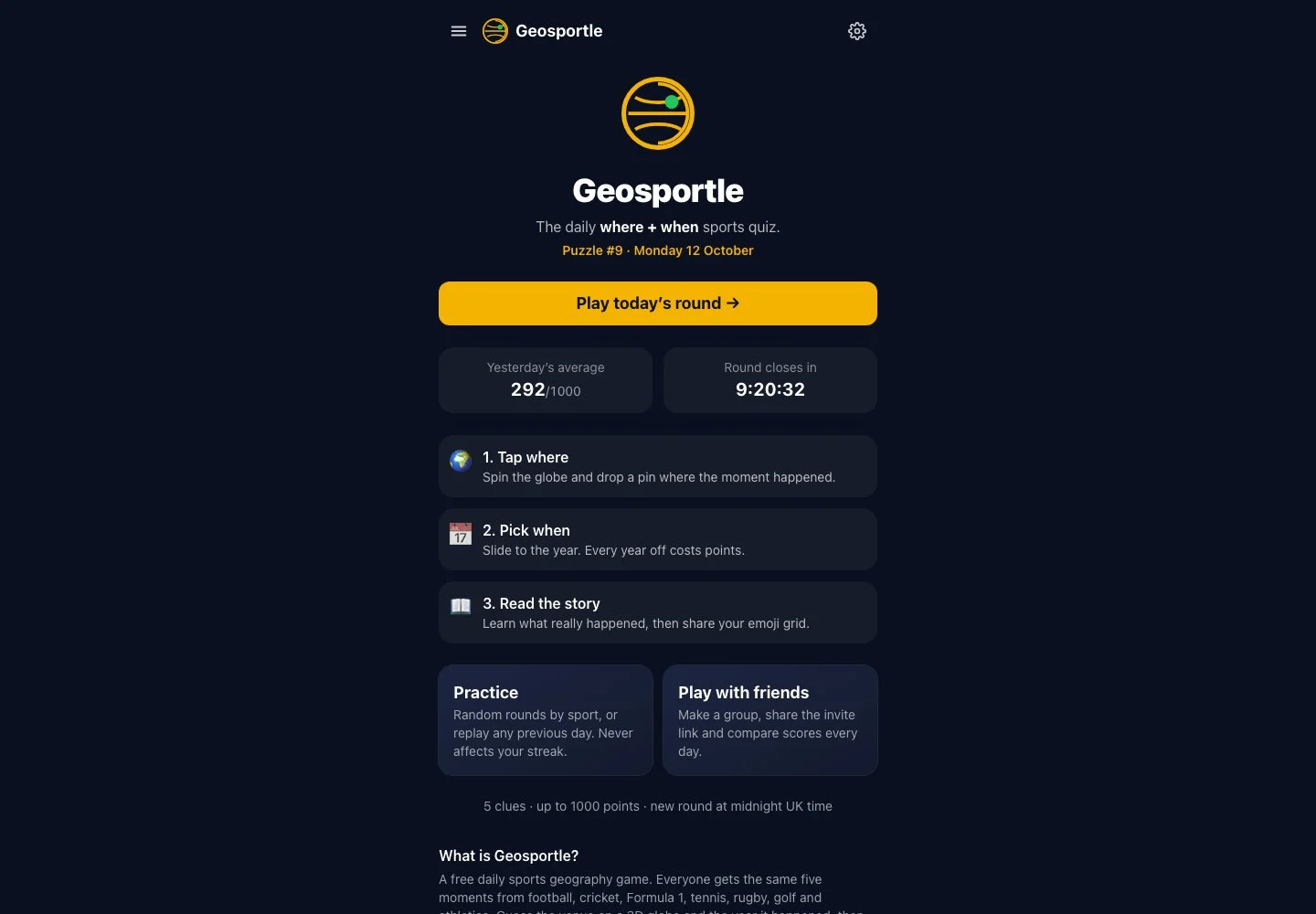 Geosportle — public game interface or activity-selection entry for geosportle