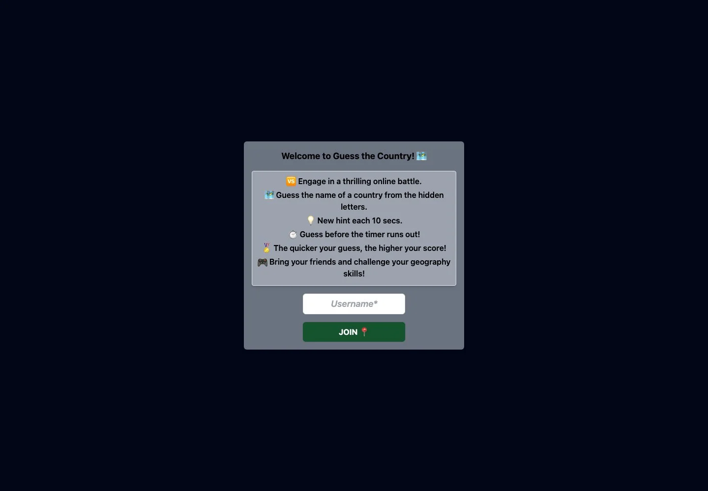 Guess The Country (Vercel) — public game interface or activity-selection entry for guess the country (vercel)