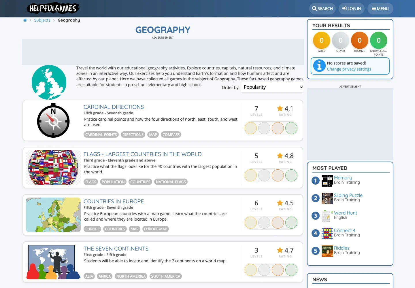 Helpful Games Geography — public game interface or activity-selection entry for helpful games geography