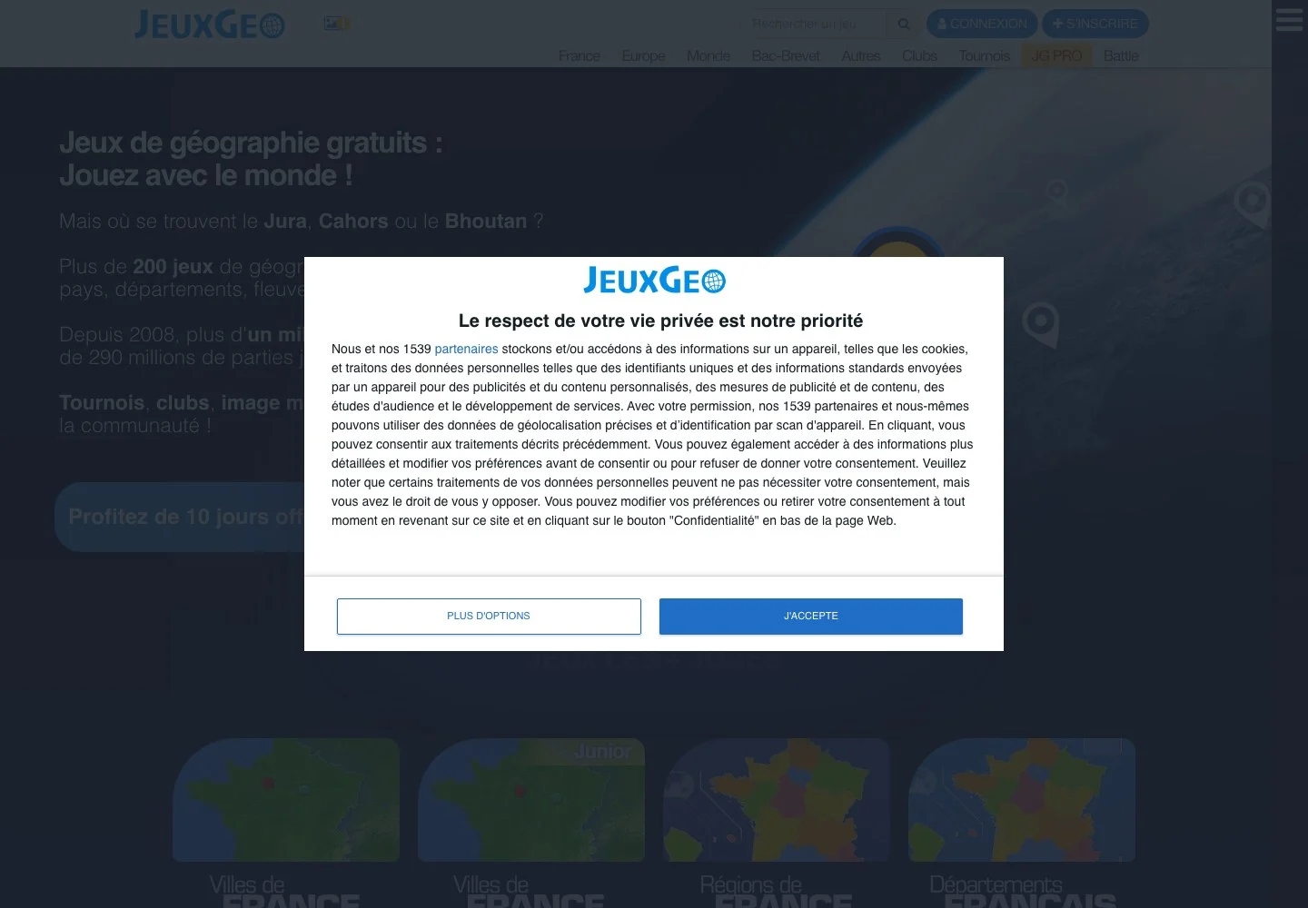 Jeux Géographiques — public game interface or activity-selection entry for jeux géographiques