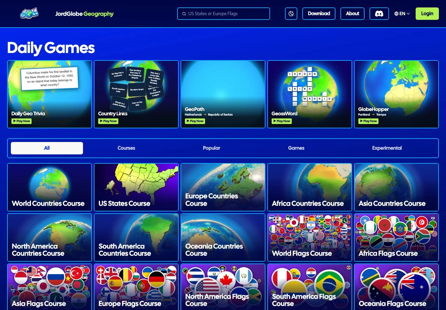 JordGlobe — public game interface or activity-selection entry for jordglobe