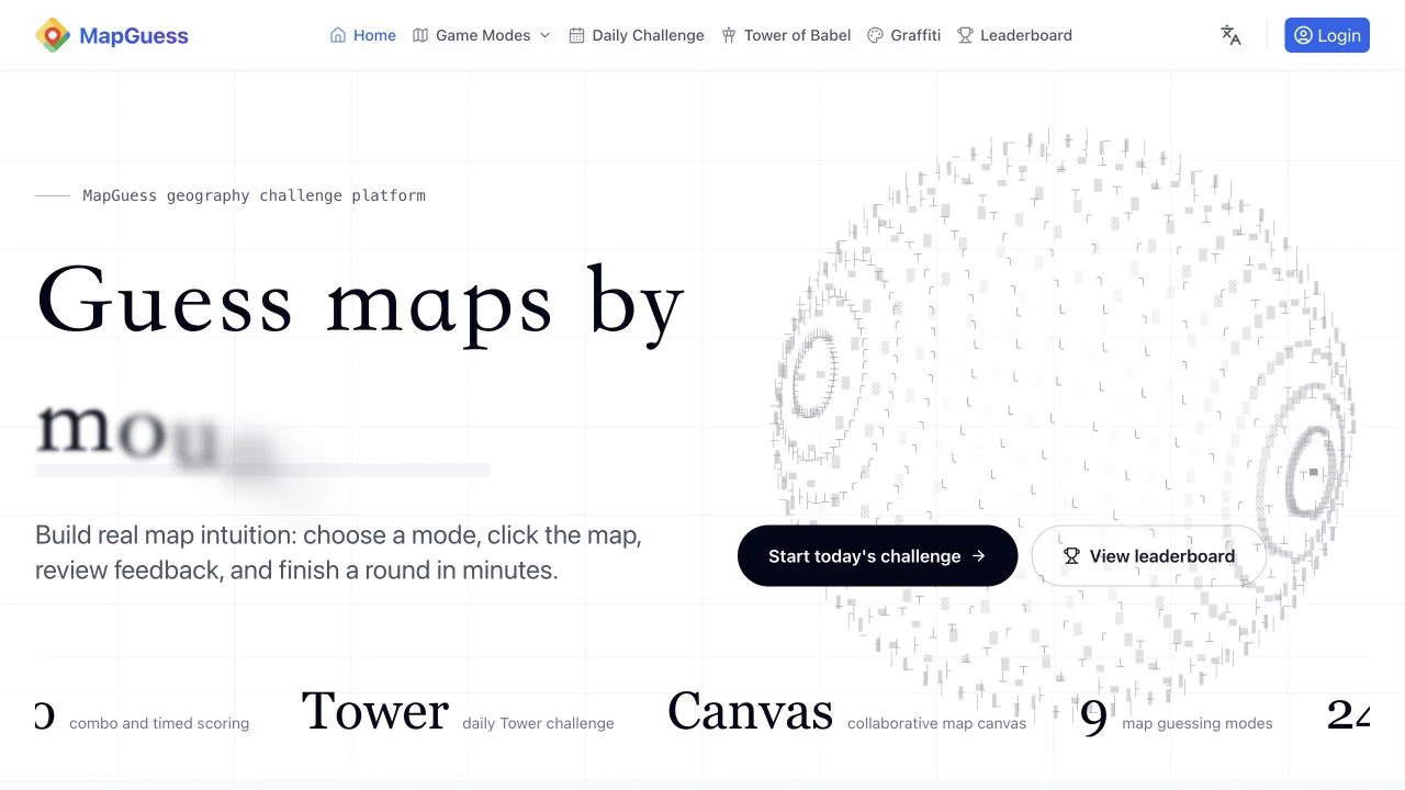MapGuess — english mapguess subject menu and daily challenge entry