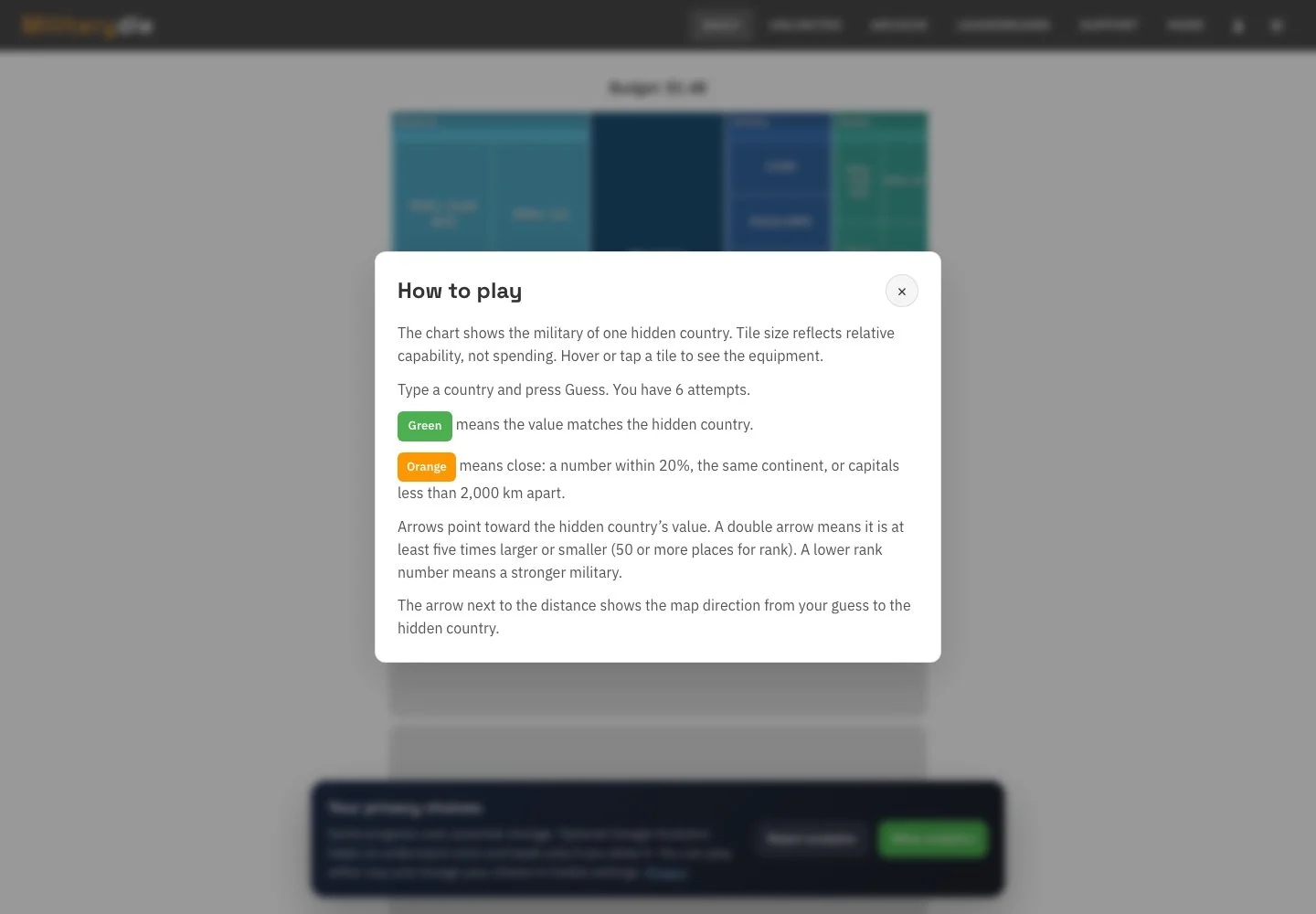 Militarydle — public game interface or activity-selection entry for militarydle