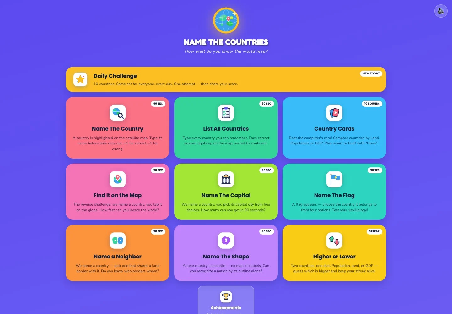 Name The Countries — public game interface or activity-selection entry for name the countries
