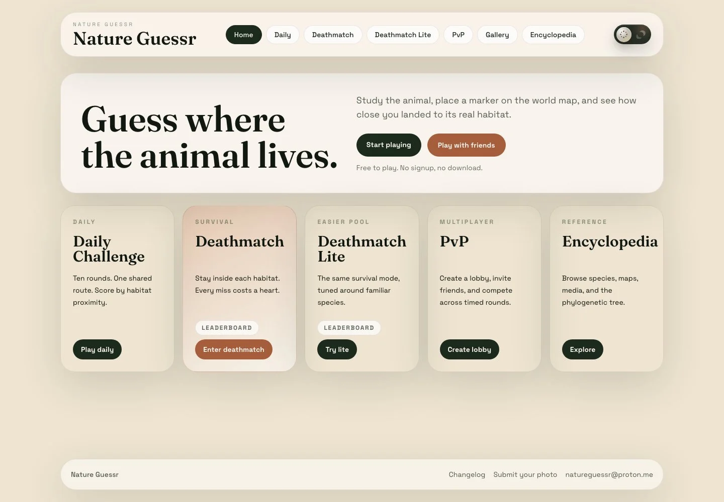 Nature Guessr — public game interface or activity-selection entry for nature guessr