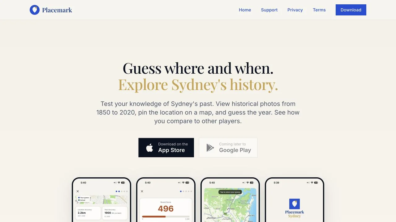 Placemark — official ios app website with publisher-supplied gameplay previews