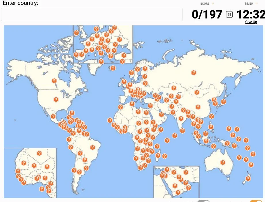 Sporcle Geography — countries of the world quiz