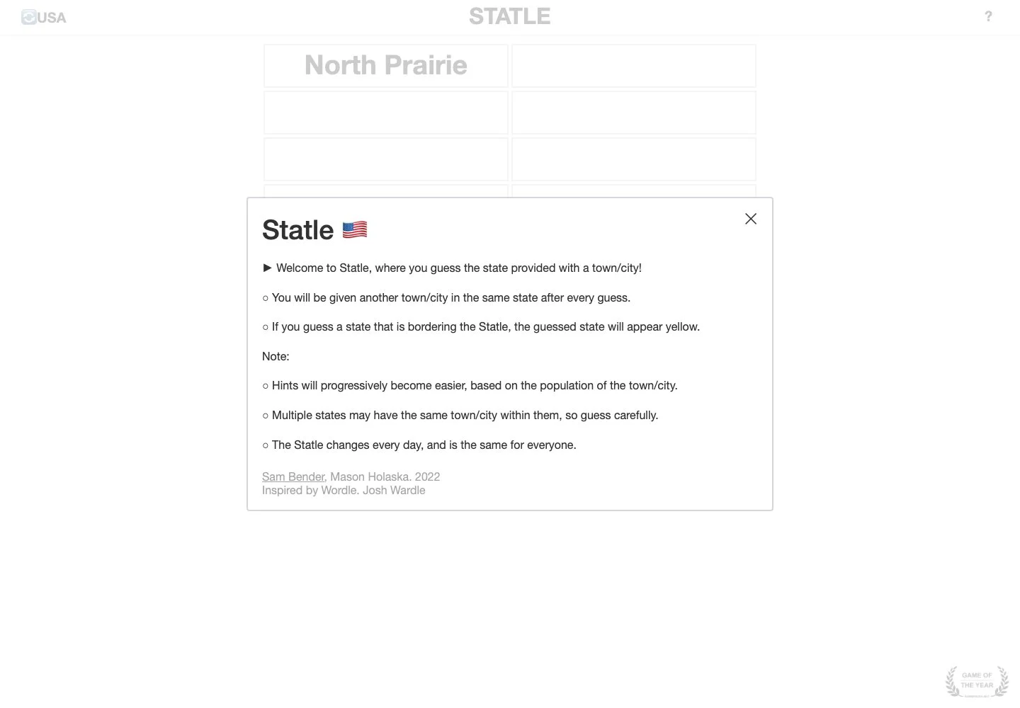 Statle — public game interface or activity-selection entry for statle