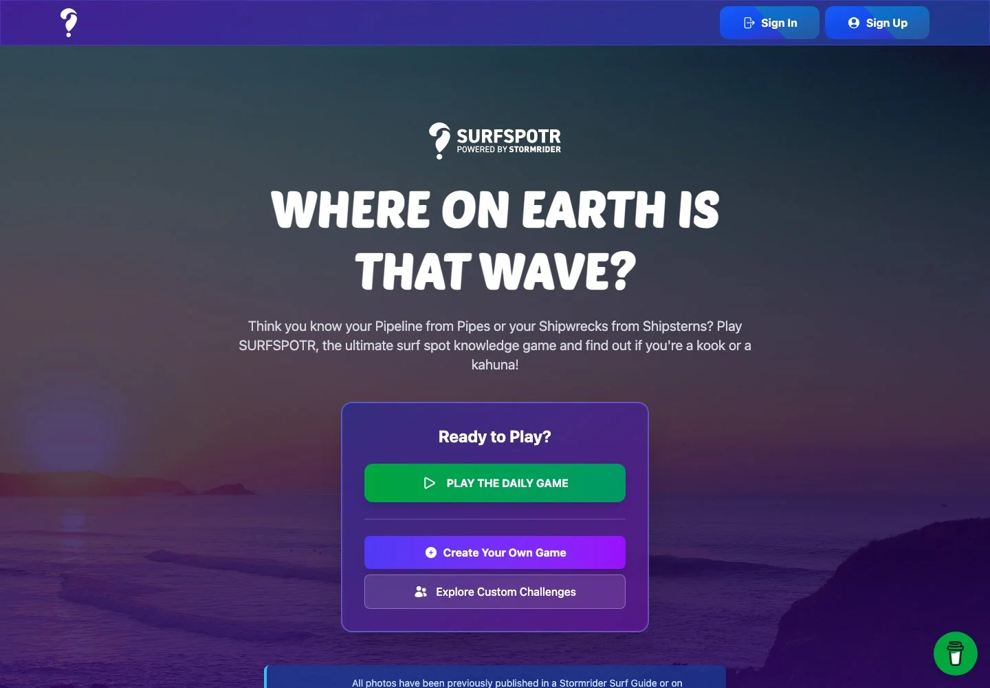 SURFSPOTR — public game interface or activity-selection entry for surfspotr