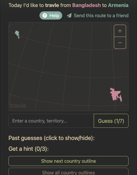 Travle — daily country route and guess controls
